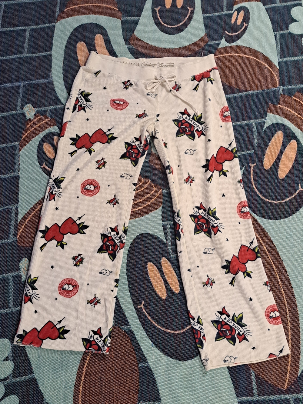 🌈PJ Salvage Pajama Pants with Red and Black Tattoo-Style Print-M